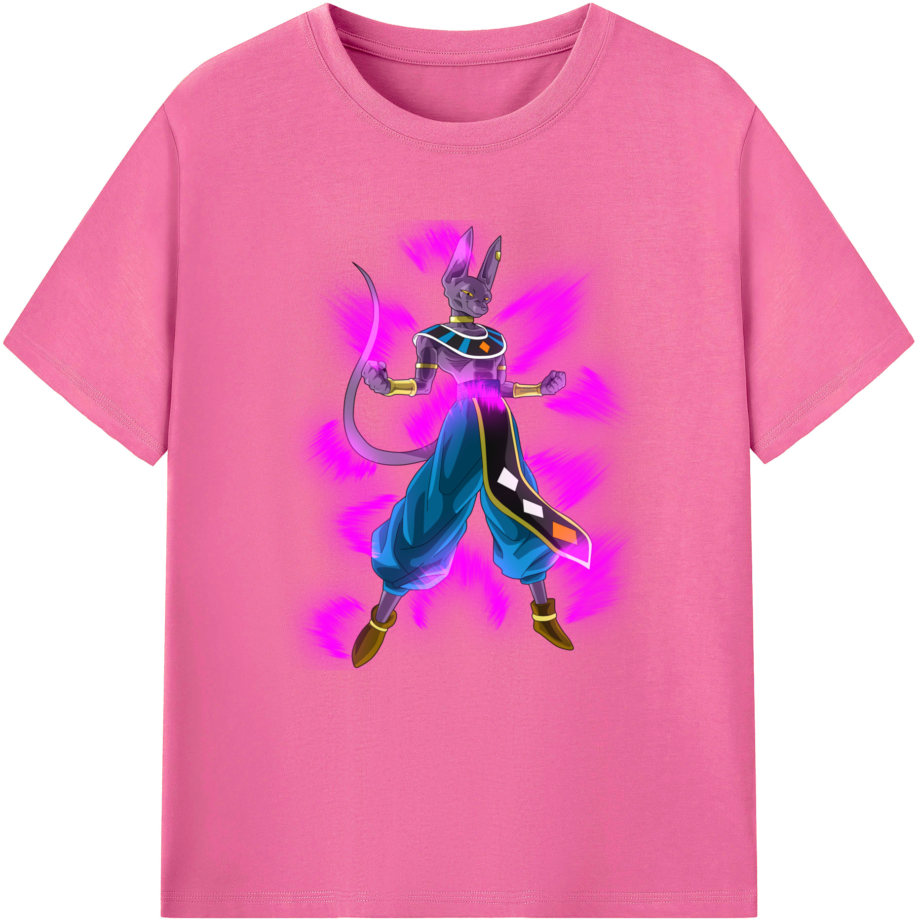 （画像用） ドラゴンボール ビルス 破壊神ビルス DRAGON BALL Beerus Birusu レディースカジュアルプリントTシャツ（綿100％）